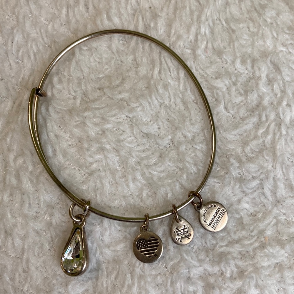 Alex and Ani Diamond Crystal Birthstone Silver Charm Bracelet adjustable…